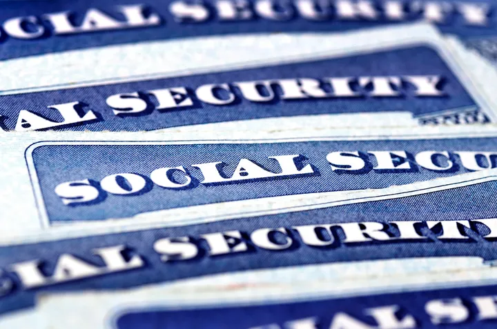 Close-up of Social Security cards